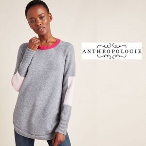 Anthropologie Gray and Pink Women's Sweater size M